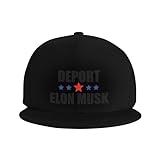 Deport Elon Musk Fuck Flat Bill Visor Baseball Cap for Women Men Running Hat Trucker Cap Sports Dad Hat Black-T5
