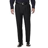 Haggar Men's Premium Comfort Classic Fit Pleat Front Pant Reg. and Big & Tall Sizes, Black, 48W x 30L