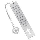 Christian Inspirational Bookmark Religious Gifts for Godson Goddaughter Daughter Son Bible Verse Bookmarks for Book Lovers Teens Boys Girls Baptism Gifts Metal Book Markers