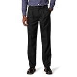 Amazon Essentials Men's Classic-Fit Expandable-Waist Pleated Dress Pant, Black, 40W x 34L