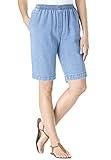 Woman Within Plus Size 7-Day Elastic-Waist Cotton Denim Short - 26 W, Light Stonewash