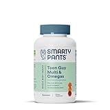 SmartyPants Teen Guy Formula, Daily Multivitamin Gummies: Vitamins C, B12, K, Zinc, & Biotin for Immune Support, Energy, Skin & Hair Support, Assorted Fruit Flavor, 120 Gummies (30 Day Supply)