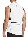 baleaf Men's Sleeveless Cycling Jersey Road Bike Shirt Bicycle Biking Tank Tops Full Zip Pockets SPF White L