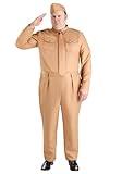 Mens Plus Size WWII Military Costume | World War 2 Army Uniform with Hat, Shirt, Pants, and Tie | History Outfit 2X