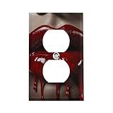 Red Lips1 Gang Duplex Plate Covers Decorative Light Switch Cover Electrical Device Switchplate for Bedroom Kitchen Home Decor 4.5" X 2.8"