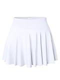 OQQ Women Mini Skirts 2 in 1 Flowy Basic Versatile Stretchy Casual Flared A-line Skirt with Pockets White