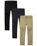 The Children's Place Boys Stretch Skinny Chino Pants,Flax/New Navy/Black 3 Pack,7S