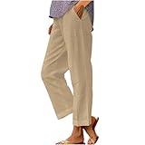 Linen Pants for Women Deals+of+The+Day Today+Lightning+Deals+Prime+Warehouse+Open+Box+Return+Clearance+Items+amaon Cotton Linen Pants for Women Boho Plus Size Elastic Waist Trouser Khaki #2 X-Large