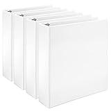 Amazon Basics 3 Ring Binders, 2 Inch, 4 Pack, D-Ring Organizer for School, Home Office, White