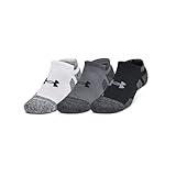 Under Armour Unisex-Adult Performance Tech Pro No Show Socks 3 Pack, (025) Castlerock/White/Black, Large