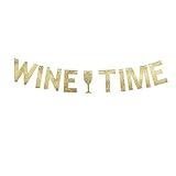Wine Time Banner, Tasting Party, Drink/Alcohol Party Gold Glitter Paper Decorations