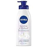 NIVEA Sensitive and Radiant Body Lotion for Sensitive Skin, Hypoallergenic, Fragrance Free Body Lotion for Women with Deep Nourishing Serum, Pearl Extract and Provitamin B5, 16.9 Fl Oz Bottle