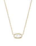 Kendra Scott Elisa Short Pendant Necklace for Women, Dainty Fashion Jewelry, 14k Gold-Plated, Ivory Mother of Pearl