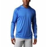 Columbia Mens PFG Terminal Tackle Long Sleeve Fishing Hoodie, Vivid Blue/Cool Grey Logo, X-Large