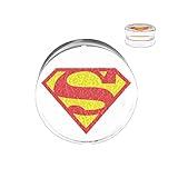 DC Comics Unisex Superman Clark Kent Logo Single Flare Acrylic Body Piercing Plug, Available Color: White/Red, One Size (SUPMUS01-1PR)