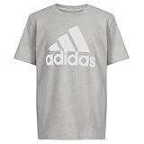 adidas Boys' Short Sleeve Cotton T-Shirt Graphic Tshirt Tee, Light Grey Heather
