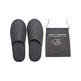 Non Disposable Travel Spa Slippers, Foldable Portable Closed Toe Sandals Shoes Guest Indoor House Room Business Men Women Trip Party Washable Footwear with Bags