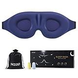 MZOO Sleep Eye Mask for Side Sleeper Men Women, Zero Eye Pressure 3D Sleeping Mask, Light Blocking Patented Design Night Blindfold, Soft Eye Shade Cover for Travel, Blue