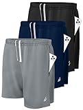 NY Threads 3 Pack Men's Athletic Shorts Quick Dry Lightweight Workout Running Gym Shorts with Pockets, X-Large, Black/Navy/Medium Grey