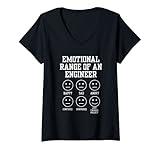 Womens Emotional Range Of An Engineer Funny Engineering Faces Fan V-Neck T-Shirt