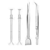4pcs Sprinkles Tool for Cake Decorating, Jewelry Septum Earring Piercing Ball Bead Holder Screw on Grabber Tool Includes Claw Pen Pearl Grabber & Tweezers with Shovel Head Spoon for Cookie Cupcake