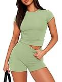 SAMPEEL Summer Lounge Sets for Women Two Piece Cute Spring Clothes 2025 Saga Green L