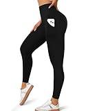MOREFEEL Leggings with Pockets for Women, High Waisted Tummy Control Workout Black Hip Lift Yoga Pants Activewear