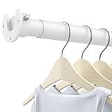 Closet Rods for Hanging Clothes, 17 to 84 Inch Heavy Duty Stepless Adjustable Closet Hanging Rod, 1.3 Inch Diameter Metal Closet Rod for Wardrobes Laundry Bedroom RV