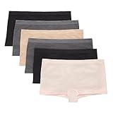 Hanes Big Tween Underwear, Seamless Girls Panties, Boyshort & Hipster, Assorted Colors, 6-Pack, Ivory/Beige/Grey/Black-6 Pack, Medium