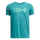 Under Armour Boys' Tech Stadium Lights Short Sleeve T Shirt, (464) Circuit Teal / / High-Vis Yellow, Medium