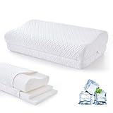 Luxe Linen Tencel Cervical Neck Pillow for Sleeping, 3-Layer Adjustable Memory Foam Pillows, Side Sleeper Pillow for Neck Shoulder Pain Relief, Cooling Ergonomic Contour Bed Pillows