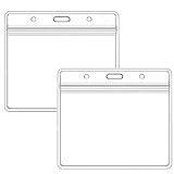 10 Packs Extra Thick Horizontal ID Card Name Tag Badge Holder with Waterproof Type Resealable Zip (3.74x2.36 Inches)