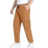 Prime 2025 Day Deals of The Day Clearance Cargo Pants for Men Joggers Hiking Pant Slim Fit Stretch Quick Dry Outdoor Active Wear Waterproof with Multi Pockets 01# Brown X-Large