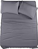Utopia Bedding Queen Sheet Set – 4 Piece Bed Sheets for Queen Size Bed, Soft and Breathable Microfiber, Includes 1 Fitted Sheet, 1 Flat Sheet and 2 Pillowcases (Grey)