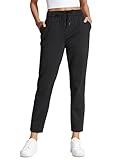 CRZ YOGA Womens 4-Way Stretch Ankle Golf Pants 7/8 Casual Dress Work Athletic Travel Workout Sweatpants with Pockets Black Small