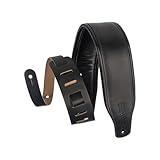 Levy's Leathers 3" Wide Amped Leather Series Guitar Strap with Foam Padding and Garment Leather Backing; Black (M26PD-BLK)