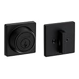 Kwikset 660 Contemporary Deadbolt Deadbolt Lock, Matte Black Square Exterior Keyed Front Entry Door, Pick Resistant SmartKey Rekey Security, Single Cylinder Dead Bolt