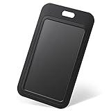 Uniclife 3 Pack Sliding ID Badge Holder Hard Black Vertical Plastic Card Case Protector Pouch with Clear Window for Office School ID Credit Cards Proximity Key Cards Driver’s Licenses and Passes