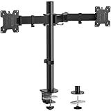 HUANUO Dual Monitor Desk Mount, Heavy-Duty Steel Adjustable Arm for 13-32 Inch Screens, Tilt, Swivel, Rotate, C-Clamp & Grommet Base, Holds up to 17.6 lbs per Arm, VESA 75/100mm