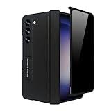 Omio for Galaxy Z Fold 6 Case with Privacy Screen Protector, Built-in Adjustable Stand & Magnetic Hinge Protection All-Inclusive Shockproof Protective Cover for Men Women Girls, Black