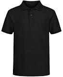 IZOD Boys' School Uniform Short Sleeve Pique Polo, Black, 10-12