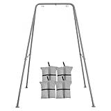 FUNLIO Foldable Swing Stand for Kids with 4 Sandbags, Heavy Duty Metal A-Frame Indoor/Outdoor for Backyard, Suitable Most Toddler/Baby Jumper/Hammock Chair - Grey