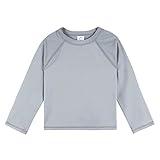 Gerber Unisex Baby Standard Toddler UPF 50+ Long Sleeve Rashguard Swim Shirt, Grey, 18 Months