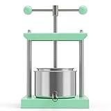 EJWOX Green Manual Top-Handle Wine Press 0.53 Gal - Stainless Steel Fruit & Herb Press for Juice, Cider, Tincture