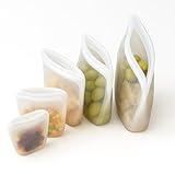 Reusable Silicone Food Storage Bags, 5 Pack (Sizes 200-4000ml), Dishwasher Safe, BPA free Leak Free ECO Friendly Multi-use for kitchen, lunch, and travel