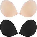 queensecret Adhesive Push up Bra, Stick on Strapless Bra for Women (Nude & Black, A Cup)