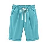 Prime The Day Deals Womens Plus Bermuda Shorts Bermuda Workout Shorts for Women Womens Pockets Long Inseam Woman with Pockets Plus Size Mature Women’S Sky Blue Large