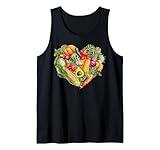Watercolor Fruit and Vegetables Heart Gardening Vegan Food Tank Top