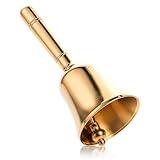 Dinner Bell, Super Loud Solid Brass Call Bells with Metal Handle, 3.9" Small Ring Handbell for Wedding, Classroom, Meditation, Animal Training, Teaching and Seniors Bedside (Gold)
