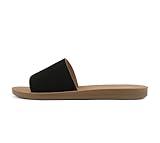 Soda Shoes Women Flip Flops Basic Plain Slippers Slip On Sandals Slides Casual Peep Toe Beach Efron-S Black Nub 8.5